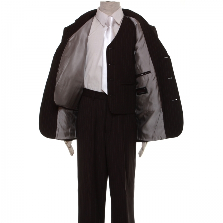 Premium quality boys black pinstripe suit #4