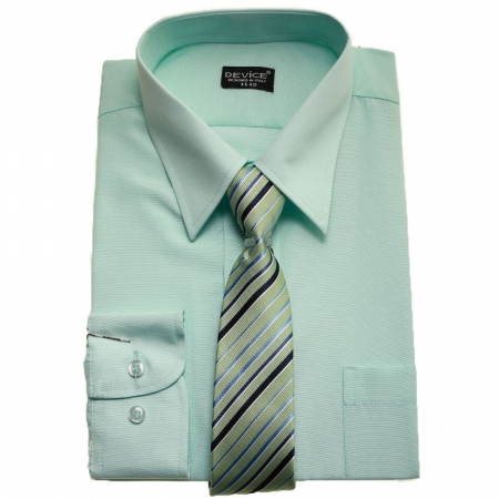 boys Formal Shirt In Light Green Mint With Tie