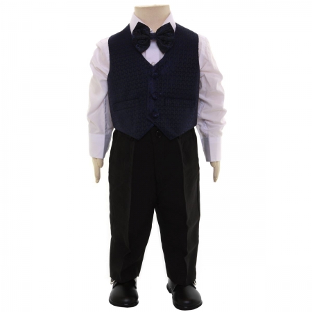 Boys 4 Piece Navy Waistcoat Set 6m To 8yrs