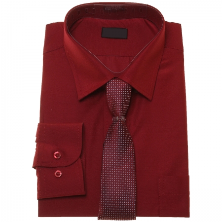 Boys Burgundy Shirt And Tie Set In High Quality Fabric