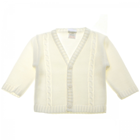 Baby Boys Ivory Cardigan Cable Twist Pattern