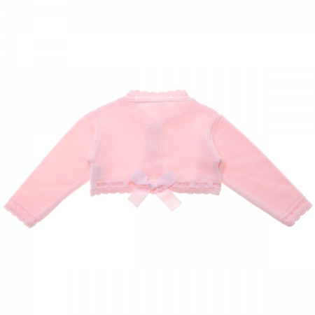 Baby Girls Pink Bolero Decorated By Ribbon And Bow #2