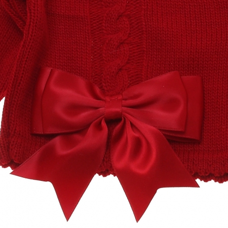 Baby Girls Red Cardigan Decorated By Double Bows #3