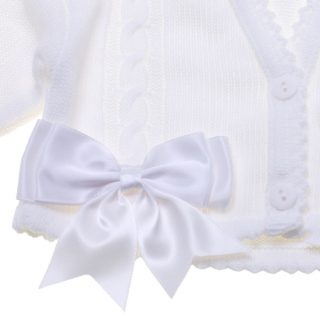 Baby Girls Double Bows White Cardigan #2