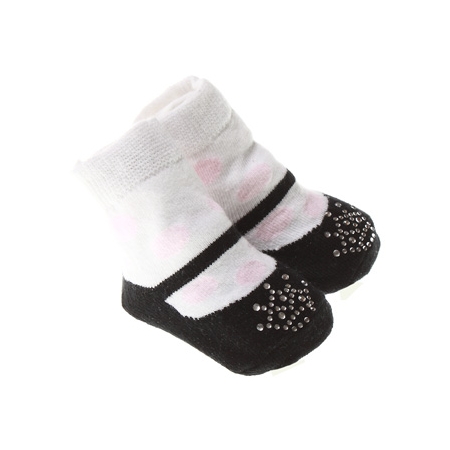 Cute little baby girls black shoe socks in gift bag crown decoration