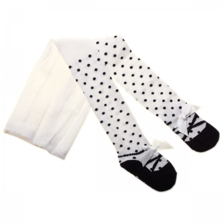 Baby Girls White Tights Ballerina Pattern
