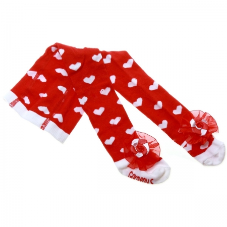 Baby Girls Red Tights With Red Bow