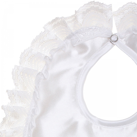 Luxurious White Satin Bib with Lace Trim For Baby Girls #2