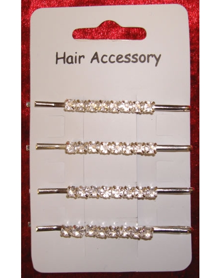 4 Hair clips set with diamantes in 1 style