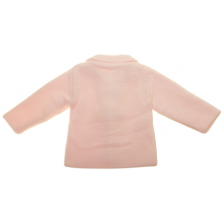 Baby Girls Knitted Pink Pom Pom Coat With Hat #2