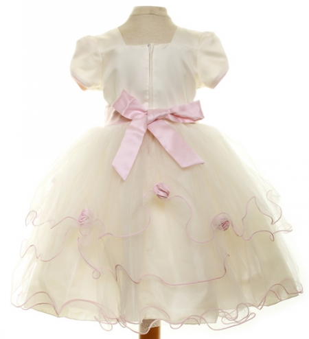 Special Occasions Girls Dress In Ivory With Pink Roses #2