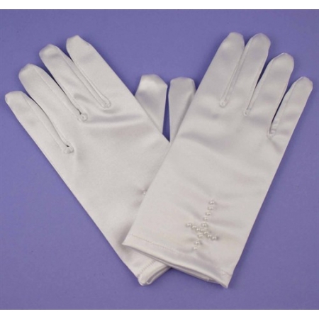 White Communion Gloves with a Cross