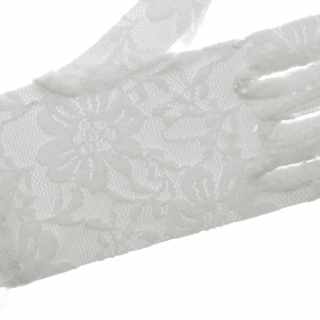 White Flower Lace Communion Gloves #2