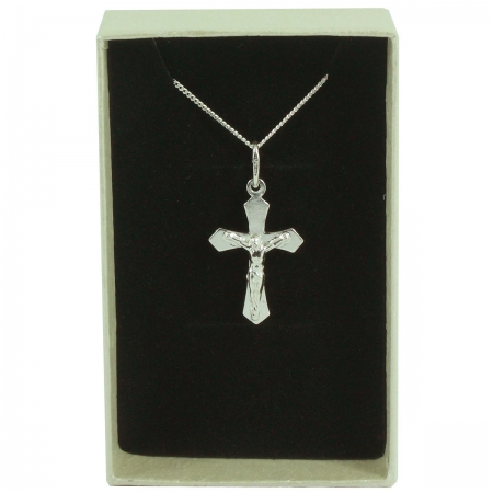 Sterling Silver Crucifix Communion Pendant Necklace In Gift Box