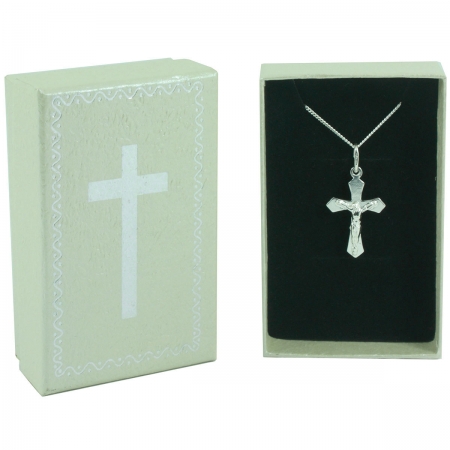 Sterling Silver Crucifix Communion Pendant Necklace In Gift Box #2