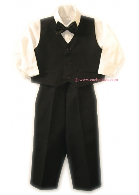Baby boy black dinner jacket set baby wedding outfit #2