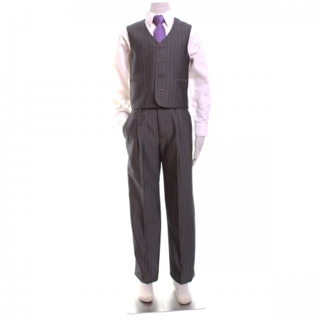 Boys grey pinstripe three piece suit #3