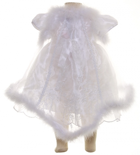 Fur Cape White or Ivory Christening Dress With Bonnet #2