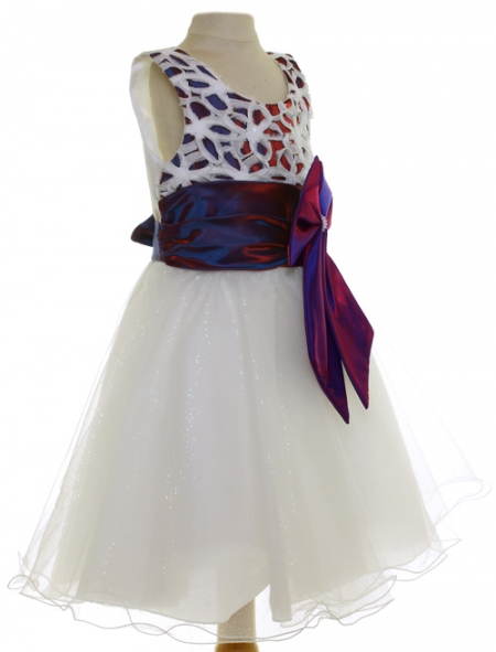 Ivory Dress With Purple Bow For Special Occasions #2