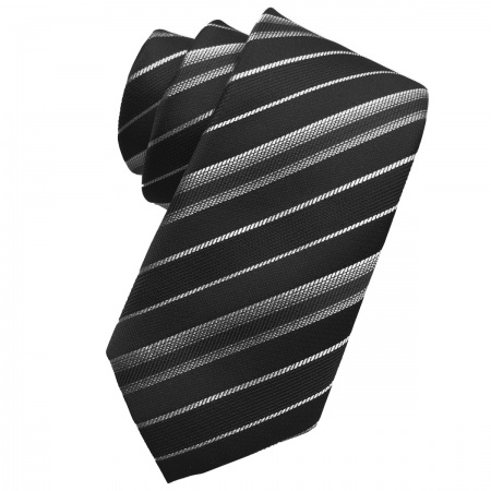 Boys Fashion Tie In Black Grey Diagonal Stripes For 4 To 16 Years