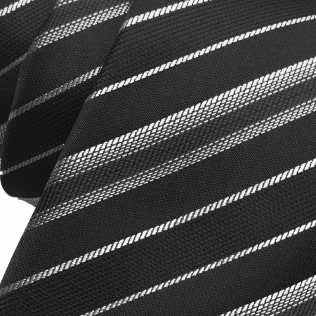 Boys Fashion Tie In Black Grey Diagonal Stripes For 4 To 16 Years #2