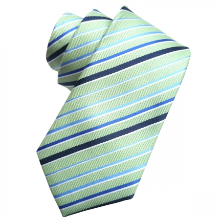 Boys Fashion Tie In Green Diagonal Stripes For 4 To 7 Years