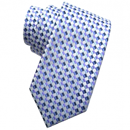 Boys Fashion Tie In Purple Blue Black Squares For 4 To 7 Years