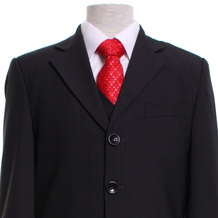 Boys black pinstripes five piece suit set #2