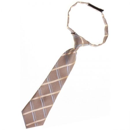 Brown with gold and blue stripes Baby and toddler tie pre tied for 2yrs to 6 yrs
