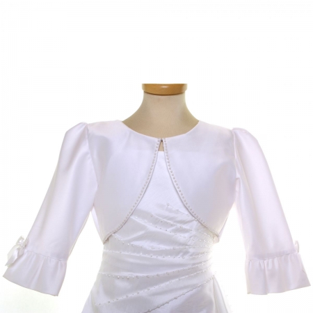 White Bolero Decorated By Beads And Bows