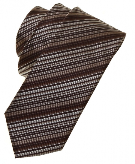 Boys fashion tie in brown ivory white stripes