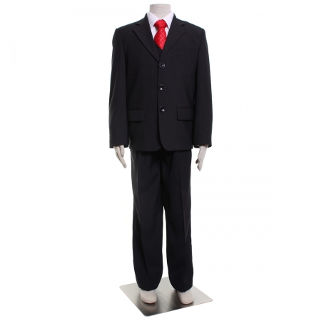 Boys black pinstripes five piece suit set