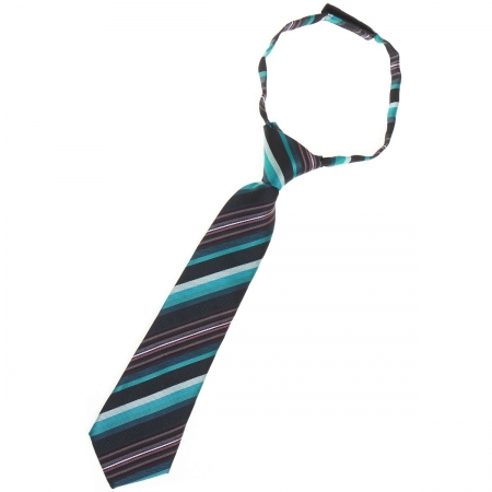 Baby and toddler boys tie for 2yrs to 6yrs pre tied in multi colour turquoise stripes