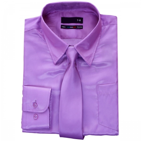 Boys Violet Shirt In Sheen Fabric