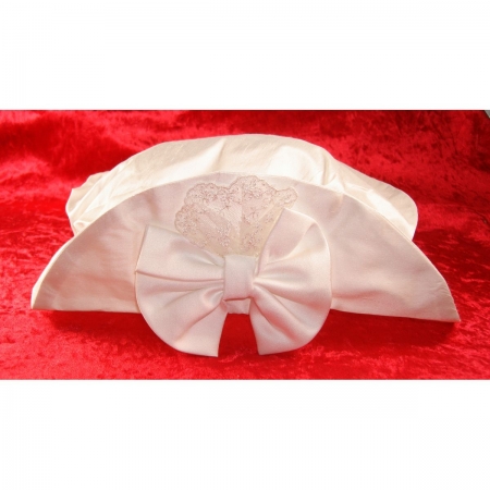 Little Darlings baby girls christening hat in ivory 100% silk