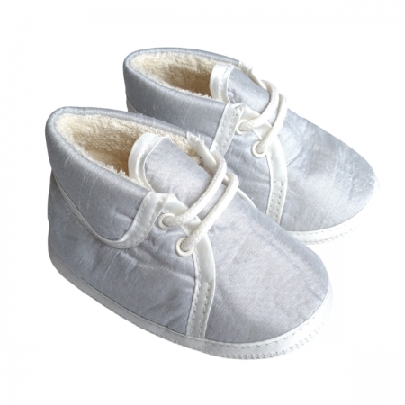 Little Darlings Boys Blue Christening Shoes 100% silk