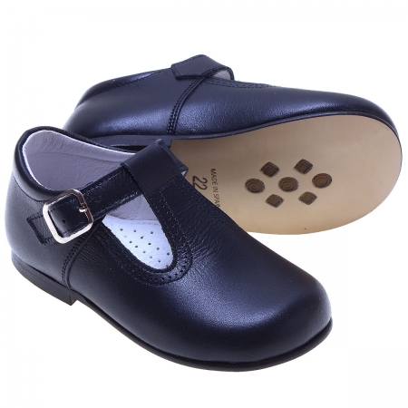 Baby And Toddler Navy Leather T Bar Shoes #2
