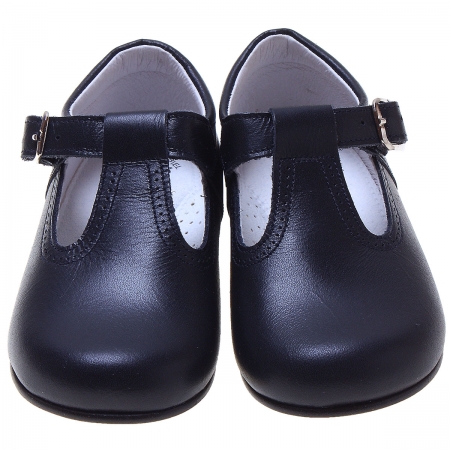 Baby And Toddler Navy Leather T Bar Shoes #3