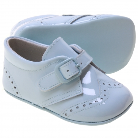 Baby Boy Blue Patent Brogue Pram Shoes #2