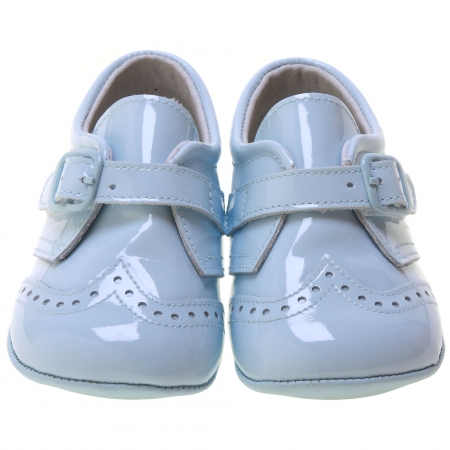 Baby Boy Blue Patent Brogue Pram Shoes #3