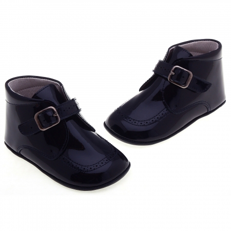 Baby Boys Navy Patent Leather Pram Shoes #2