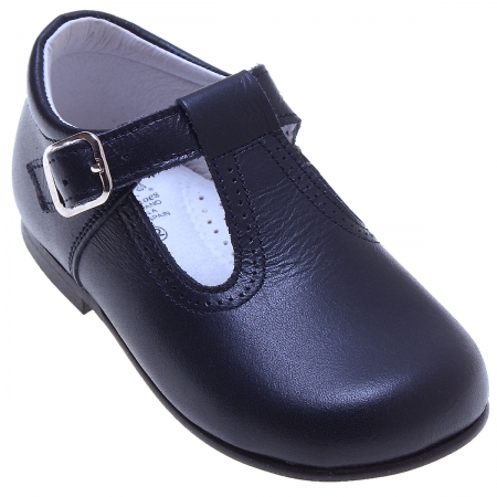 Baby And Toddler Navy Leather T Bar Shoes