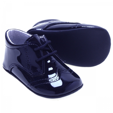 Baby Boys Brogue Styled Navy Patent Shoes #2