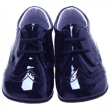 Baby Boys Brogue Styled Navy Patent Shoes #3