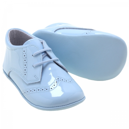 Baby Boys Blue Patent Brogue Shoes #2
