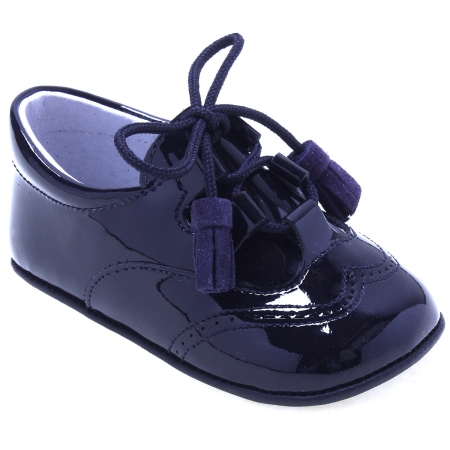 Baby Boys Navy Patent Shoes With Tassels