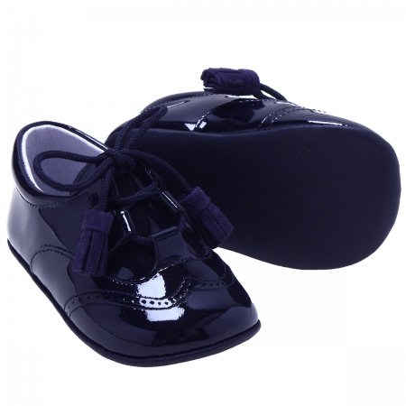 Baby Boys Navy Patent Shoes With Tassels #2
