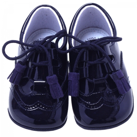 Baby Boys Navy Patent Shoes With Tassels #3