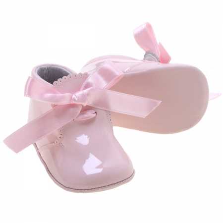 Baby Girls Pink Pram Boots With Ribbons #2