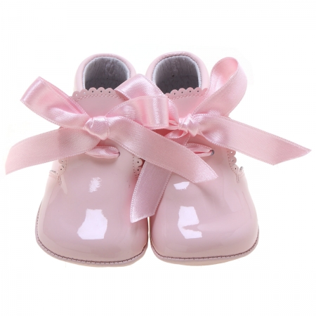 Baby Girls Pink Pram Boots With Ribbons #3